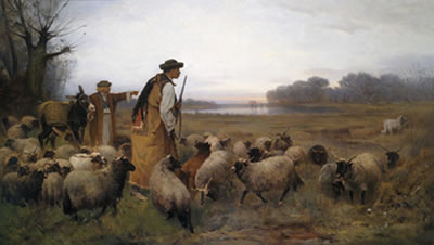 Shepherds with their herds in a wide Landscape by Josef von Berres - Auction record, sale price, and art valuation. Compare with similar artists and explore comparable artworks.