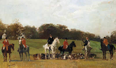 Huntsman with his pack of hounds