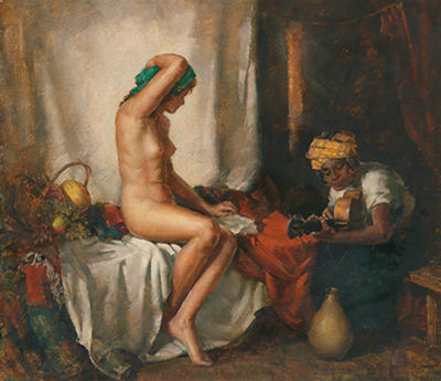 Odalisque with Negro Servant Girl by Karl Truppe - Auction record, sale price, and art valuation. Compare with similar artists and explore comparable artworks.