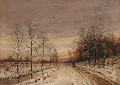 Winter Landscape by Eugène Fehdmer - Auction record, sale price, and art valuation. Compare with similar artists and explore comparable artworks.