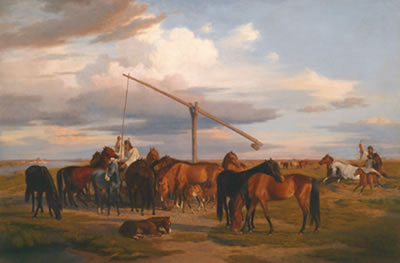 Watering Place for Horses and Herdsmen in the Puszta