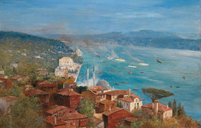 View of Istanbul with the Dolmabahçe Palace and the Artaköy Mosque by Max Friedrich Rabes - Auction record, sale price, and art valuation. Compare with similar artists and explore comparable artworks.
