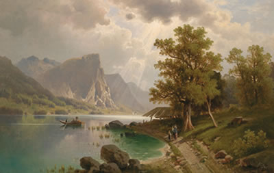 The Mondsee with the Drachenwand Mountain