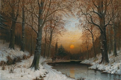A Winter Woodland in the Evening Light