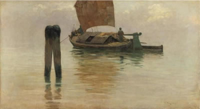 Boat in the Lagoon by Pietro Fragiacomo - Auction record, sale price, and art valuation. Compare with similar artists and explore comparable artworks.