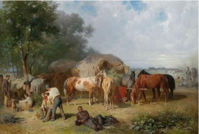 The Cavalry Camp by Franz Adam - Auction record, sale price, and art valuation. Compare with similar artists and explore comparable artworks.