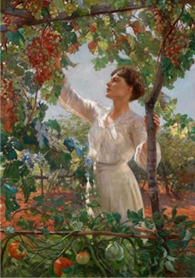 Young Woman in an Arbour of Vines