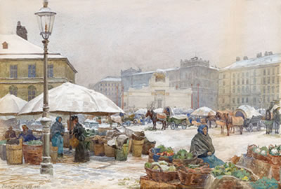 The Naschmarkt near the Secession by Hans Gotzinger - Auction record, sale price, and art valuation. Compare with similar artists and explore comparable artworks.