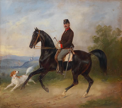 Officer on Horseback with a Landscape in the Background by Carl Martin Ebersberg - Auction record, sale price, and art valuation. Compare with similar artists and explore comparable artworks.