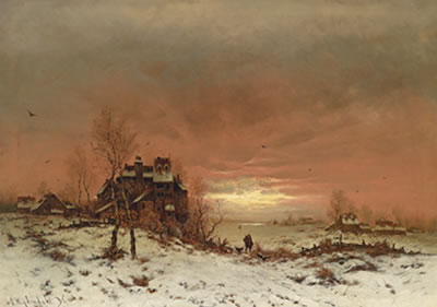 Winter Landscape with a Castle and a Hunter by Friedrich Joseph Nicolai Heydendahl - Auction record, sale price, and art valuation. Compare with similar artists and explore comparable artworks.