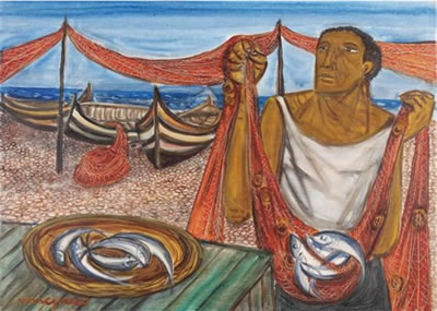 Pescatore by Giuseppe Migneco - Auction record, sale price, and art valuation. Compare with similar artists and explore comparable artworks.