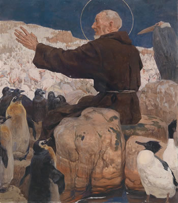 St Francis preaches to the Penguins and waterfowl by Fritz Zerritsch - Auction record, sale price, and art valuation. Compare with similar artists and explore comparable artworks.