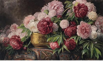 Peonies by Ladislaus Eugen Petrovits - Auction record, sale price, and art valuation. Compare with similar artists and explore comparable artworks.
