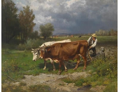 Sample artwork by Otto Ritter von Thoren (1828 - 1889), known for animals in landscape and rural scene painting - View similar artists and auction records