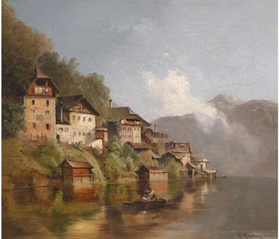 Houses on the Lake at Hallstatt