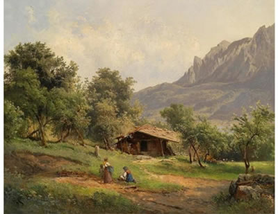 "Unterach on Lake Attersee (View of Michelbauern Haus)"