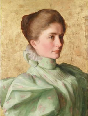 Lady shown in Profile Against a Golden Background