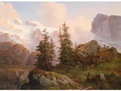 Shepherd and his Flock in a Mountain Landscape