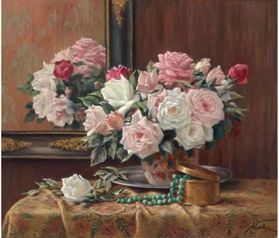A Vase of Roses Reflected in a Mirror by Albert Caullet - Auction record, sale price, and art valuation. Compare with similar artists and explore comparable artworks.