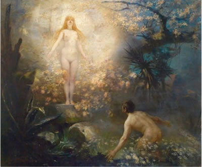 Sample artwork by Heinrich Hanns Schlimarski (1859 - 1913), known for painter of female beauty, gossamer fabrics, bold colors, delicate ornamentation. - View similar artists and auction records