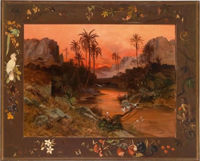 Tropical Landscape with Cranes