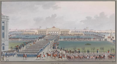 Divine Worship and Parade of the Troops on the Outer Burgring 13th April 1826, entitled "the 13th April 1826"