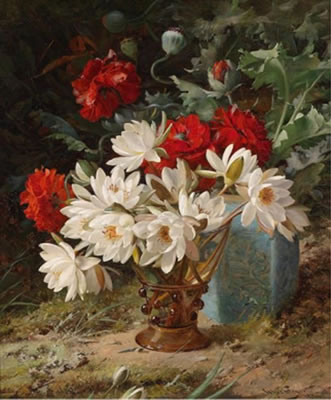 Still Life with Flowers and Red Poppies by William Jabez Muckley - Auction record, sale price, and art valuation. Compare with similar artists and explore comparable artworks.