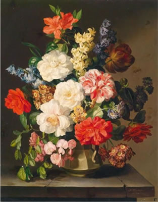 Large Decorative Still Life with Flowers