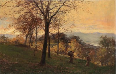 Sample artwork by Louis Grady (1860 - 1949), known for figurative painting, skilled draftsman, rendering of light on flesh tones, divided brushstroke - View similar artists and auction records