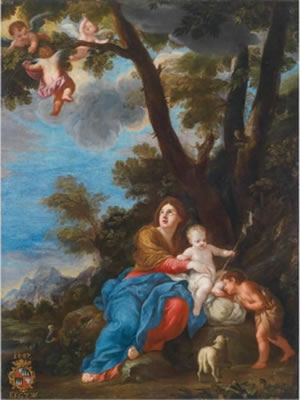 Rest on the Flight into Egypt, lower left arms of Count Wolkenstein by Guillaume Courtois - Auction record, sale price, and art valuation. Compare with similar artists and explore comparable artworks.