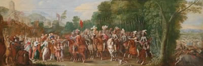 Ceremonially attired women making music to welcome Charles V and his army during their triumphal entrance into the liberated city of Tunis by Adriaen I Nieulandt - Auction record, sale price, and art valuation. Compare with similar artists and explore comparable artworks.