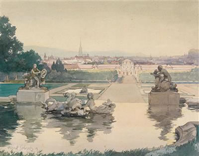A view of Vienna, seen from the Belvedere garden