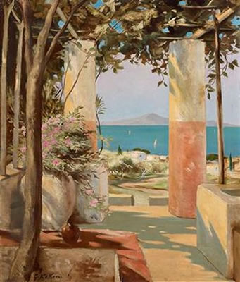 View over the Bay of Naples by Gustav Koken - Auction record, sale price, and art valuation. Compare with similar artists and explore comparable artworks.