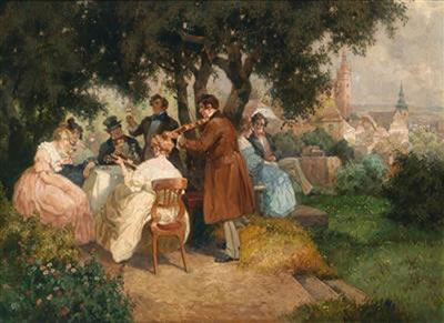 A Cheerful Party in the Wachau, Krems in the Background