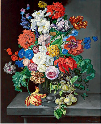 Large Bouquet of Flowers with Quinces