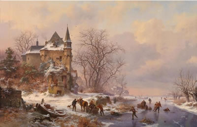 Winter Landscape with Iceskaters by a Castle
