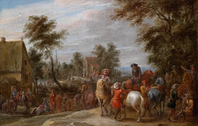 Sample artwork by Lambert de Hondt (before 1620 - before 1665), known for equestrian and battle scenes, genre and landscape paintings - View similar artists and auction records