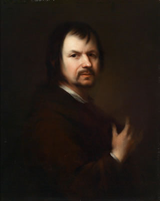 Portrait of Johann Kupetzki: Self portrait, on the reverse biographical details in English
