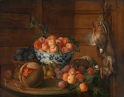 A still life with fruits, dead ground game and a Chinese dish by Nicolas Desportes - Auction record, sale price, and art valuation. Compare with similar artists and explore comparable artworks.