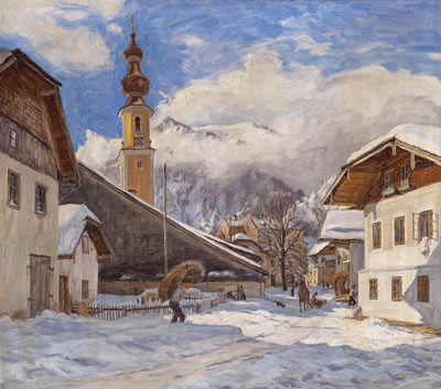 Village Street in Winter (St. Gilgen)