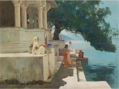 On the Banks of the Ganges by John Gleich - Auction record, sale price, and art valuation. Compare with similar artists and explore comparable artworks.