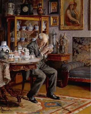 The Porcelain Collector by Adolf Reich - Auction record, sale price, and art valuation. Compare with similar artists and explore comparable artworks.