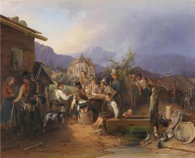 Hungarian Infantry Resting in a Styrian Village
