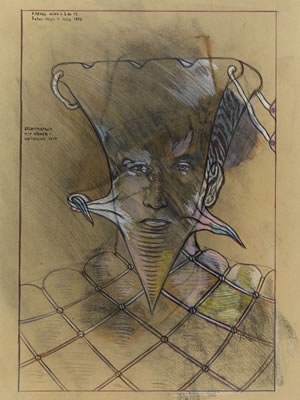 Portrait of Peter Sengl: Self portrait with enlarged Head