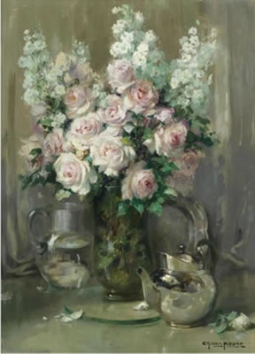 Decorative Still Life with Roses and Ornamental Objects