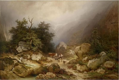 Mountain Landscape with Herdsman