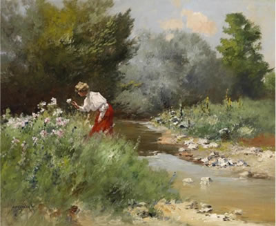 Flowers by the Stream by Antal Neogrady - Auction record, sale price, and art valuation. Compare with similar artists and explore comparable artworks.