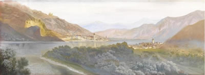 A panoramic view of Wachau valley with Dürnstein and Rossatz by Alois Tott - Auction record, sale price, and art valuation. Compare with similar artists and explore comparable artworks.
