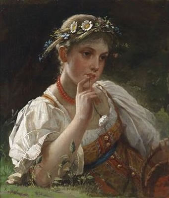 Girl with Wreath of Flowers by Firs Sergeevich Zhuravlev - Auction record, sale price, and art valuation. Compare with similar artists and explore comparable artworks.
