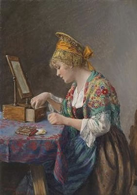 Sample artwork by Hans Hamza (1879 - 1945), known for viennese genre painting - View similar artists and auction records